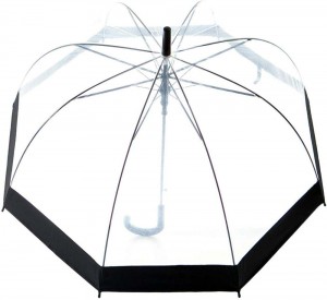 Ovida manual opening customized black edge plastic clear dome PVC umbrella