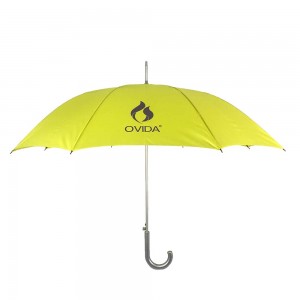 Ovida logo prints umbrella customized aluminium automatic stick yellow umbrella with logo printing