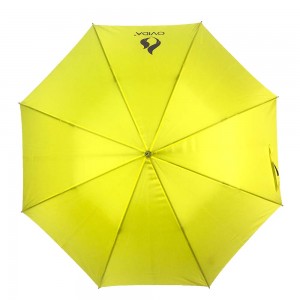 Ovida logo prints umbrella customized aluminium automatic stick yellow umbrella with logo printing