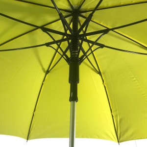 Ovida logo prints umbrella customized aluminium automatic stick yellow umbrella with logo printing