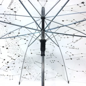 OVIDA 23*8K POE қолшатыр мөлдір мөлдір қолшатыр автоматты пластик тұтқасы, арнайы өрнегі мен түсін өзгерту мүмкіндігі бар