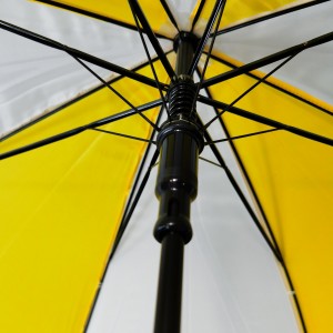 Payung Kayu Promosi Ovida Berbilang Warna Kuning dan Putih Biasa Terbuka Automatik