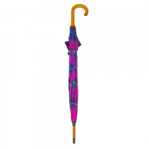 Ovida Auto Open Curve Handle Wood Umbrella With Customized Design Straight Umbrella Factory