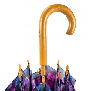 Ovida Auto Open Curve Handle Wood Umbrella With Customized Design Straight Umbrella Factory