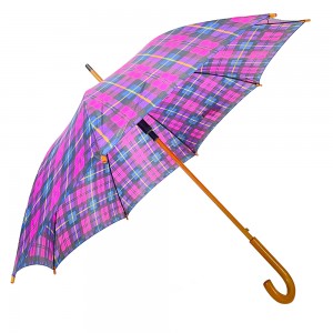 Ovida Auto Open Curve Handle Wood Umbrella With Customized Design Straight Umbrella Factory