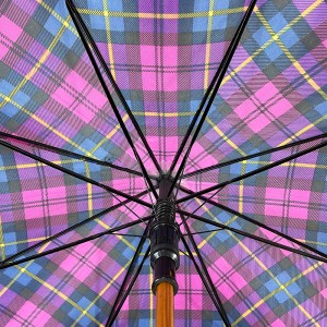 Ovida Auto Open Curve Handle Wood Umbrella With Customized Design Straight Umbrella Factory