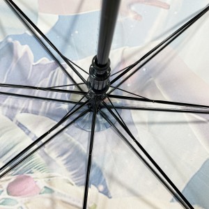 Ovida Luxury Umbrella With Custom Logo Design Full Silk Printing PU Leather Handle Automatic Open Gift Umbrella For Girls