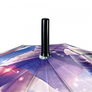 Ovida Luxury Umbrella With Custom Logo Design Full Silk Printing PU Leather Handle Automatic Open Gift Umbrella For Girls