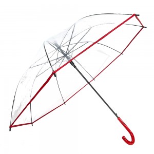 OVIDA 23 Inch 8 Ribs Rain Umbrella POE Transparent Clear Red Umbrella nwere akara ngosi ahaziri ahazi