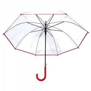 OVIDA 23 Inch 8 Ribs Rain Umbrella POE Transparent Clear Red Umbrella nwere akara ngosi ahaziri ahazi