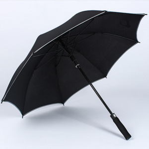 Guarda-chuva Ovida com abertura automática, logotipo personalizado, fibra resistente ao vento e cabo robusto.