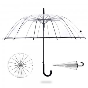 OVIDA 23 inch 16 ribs windproof umbrella clear transparent POE umbrella