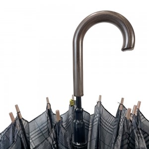 OVIDA 23 Inch Metal Frame Wooden Crook Handle Straight Umbrella
