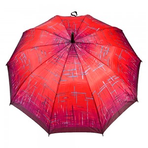 OVIDA 23 Inch 10 Ribs Semi-automatic Red Fabric Straight Umbrella