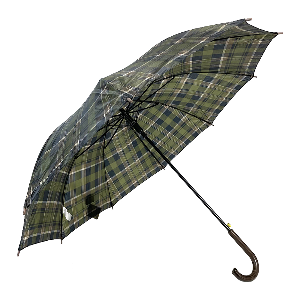 OVIDA 23 Inch 10 Ribs Semi-automatic Open Printed Fabric Straight Umbrella