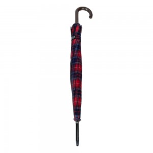 OVIDA 16 Ribs Red Plaid Umbrella Wooden Handle Wholesale Umbrella
