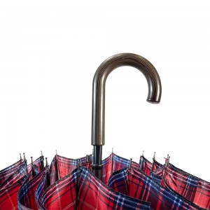 OVIDA 16 Ribs Red Plaid Umbrella Wooden Handle Wholesale Umbrella