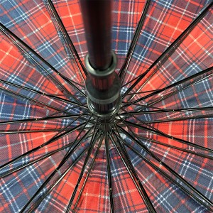 OVIDA 16 Ribs Red Plaid Umbrella Wooden Handle Wholesale Umbrella