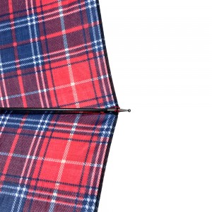 OVIDA 16 Ribs Red Plaid Umbrella Wooden Handle Wholesale Umbrella
