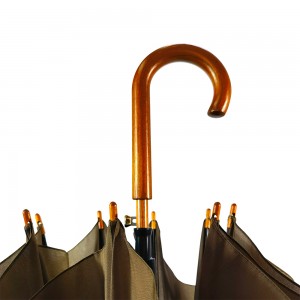 Custom Logo 23 Inch Auto Open Straight Umbrella with Wooden Handle