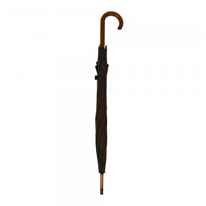 Custom Logo 23 Inch Auto Open Straight Umbrella with Wooden Handle
