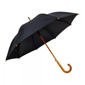 OVIDA Custom 23 Inch J Shape Wooden Handle Shaft Business Gift logo Print Straight Umbrella for Hotel