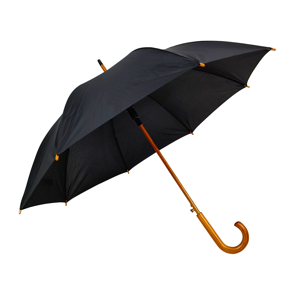 OVIDA Custom 23 Inch J Shape Wooden Handle Shaft Business Gift logo Print Straight Umbrella for Hotel
