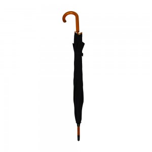 OVIDA Custom 23 Inch J Shape Wooden Handle Shaft Business Gift logo Print Straight Umbrella for Hotel