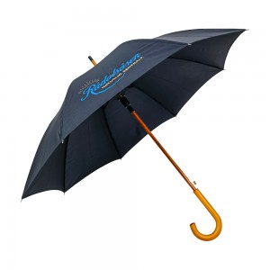 OVIDA Auto Open Straight Umbrella with logo Waterproof 8k Umbrellas Custom Wooden J Handle Paraguas De Lluvias for Adults