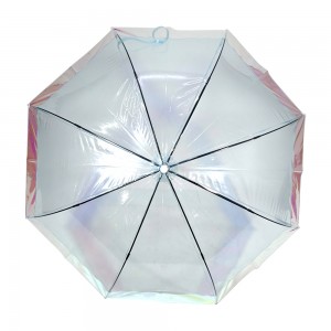 OVIDA Manufacturer Wholesale Creative Laser Umbrella Transparent Colorful Reflective Long Handle Umbrella
