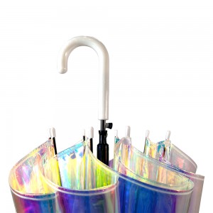 OVIDA Manufacturer Wholesale Creative Laser Umbrella Transparent Colorful Reflective Long Handle Umbrella