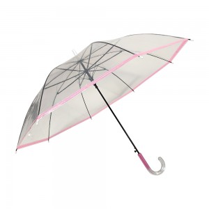 OVIDA Transparent Clear POE Long Stick Umbrella J Handle Windproof Waterproof Straight Rain Umbrella Outdoor