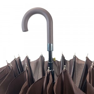 Ovida 25 Inch 25 Ombrella Kwụ ọtọ Akpaka Nnukwu Ombrela Crook nke nwere Nhazi Mbipụta Akara Ndị Ahịa