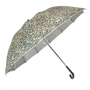 Ovida Pụrụ Iche Nhazi Leopard Bipụta Umbrella Kwụ ọtọ Nwere Umbrella Na-anaghị Amịgharị Amịgharị Nwere Mkpuchi Sliver Nchebe UV Maka Mpụta