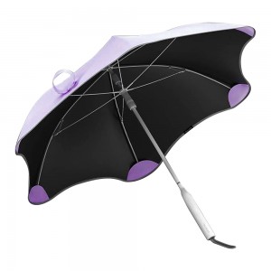 Ovida 25 inch Promotional Reflective Strip Blunt Umbrella Round Corner Black Coating purple blunt umbrella
