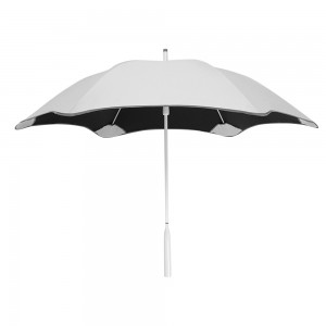 Nchekwa Ejiji Ovida Gburugburu Nkuku Enweghị Atụmatụ Na Nchekwa UV Ọcha Na-acha ọcha Straight Blunt Umbrella