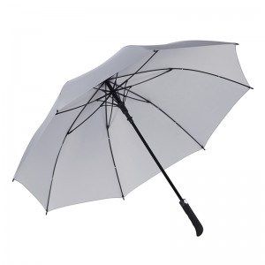 Ovida qhib tsis siv neeg Cov ntaub zoo Reflected Golf Umbrella Hmo ntuj Kev nyab xeeb Reflective Windproof Waterproof Anti-Slip Handle golf umbrella
