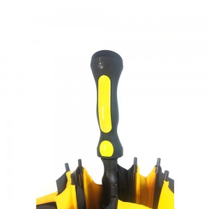 Ovida Black splicing Yellow color Best Quality Fiberglass Ribs Double Canopy Windproof Auto Polo Umbrella with Logo for Gift