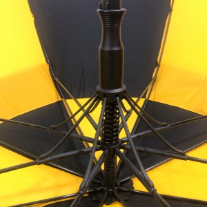Ovida Black splicing Yellow color Best Quality Fiberglass Ribs Double Canopy Windproof Auto Polo Umbrella with Logo for Gift