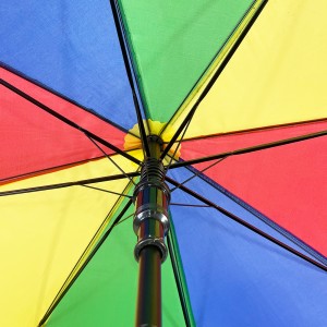 Ovida, paraigua arc de Sant Martí multicolor de promoció barata a l'engròs amb teixit de polièster de golf, paraigua de golf antilliscant de 54 polzades d'alta qualitat