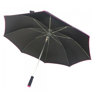 Ovida pongee fabric Straight Auto Open Aluminum shaft Fiberglass Golf Umbrella High Quality black Windproof Golf Umbrella