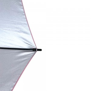 Ovida Froulju sulveren binnenkant Upf50 Anti UVB-strielen UV-beskerming mei fancy ûntwerp automatyske golfparaplu