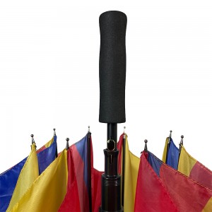 Ilaphu le-Ovida le-27 intshi yeGolf Umbrella Color Splicing elinophawu oluprintiweyo olwenziwe ngokwezifiso i-EVA Soft Handle