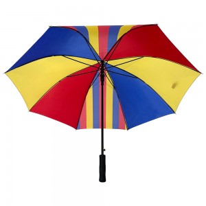 Ilaphu le-Ovida le-27 intshi yeGolf Umbrella Color Splicing elinophawu oluprintiweyo olwenziwe ngokwezifiso i-EVA Soft Handle