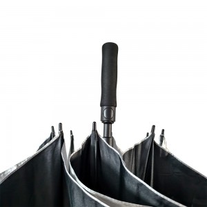 Umenzi we-OVIDA oyi-27Inch oyi-Luxury Custom Golf Umbrella enkulu engangeni moya ethe tye, uyilo lweClassic olunophawu oluprintiweyo