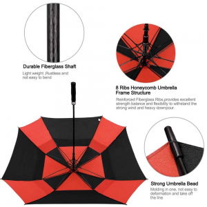 Ombrello Ovida multicolore ventilato, ombrello dritto da golf, ombrelli quadrati antivento