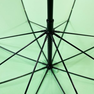 Ovida Windproof fiberglass frame big fresh green windproof straight golf club umbrella custom logo print