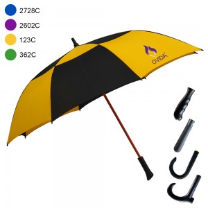 Ovida 60″ Double Canopy two 2-Person Golf Umbrella Windproof Vented black and yellow