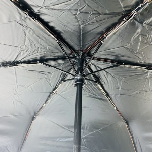 Ovida drievoudige opvouwbare mini-paraplu met automatische opening en sluiting, winddicht en superlicht, met zwarte coating.