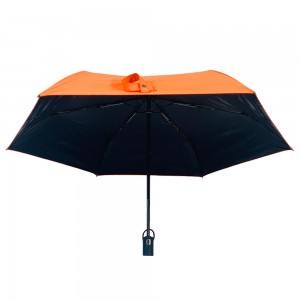 Ovida drievoudige opvouwbare mini-paraplu met automatische opening en sluiting, winddicht en superlicht, met zwarte coating.